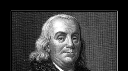 A Founding Fathers Edition portrait of Benjamin Franklin showcasing his productivity.