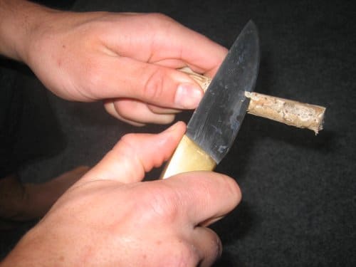 Shaving stem with pocket knife.