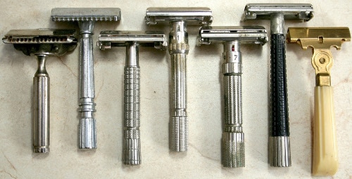 Collection of vintage safety razors.
