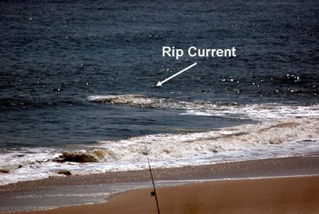 Rip current riptide photo of beach.