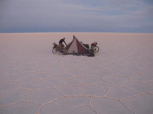 Bike ride camp salt flats riding the spine south america.