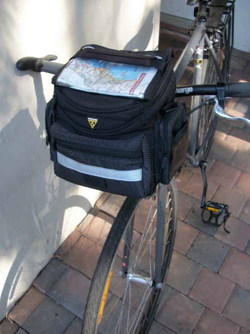front pack map on bike bicycle for long touring ride