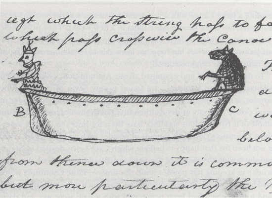 Lewis and Clark drawing of canoe.