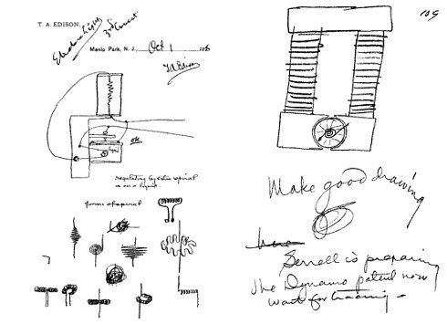 Thomas Edison pocket notebook of drawing.