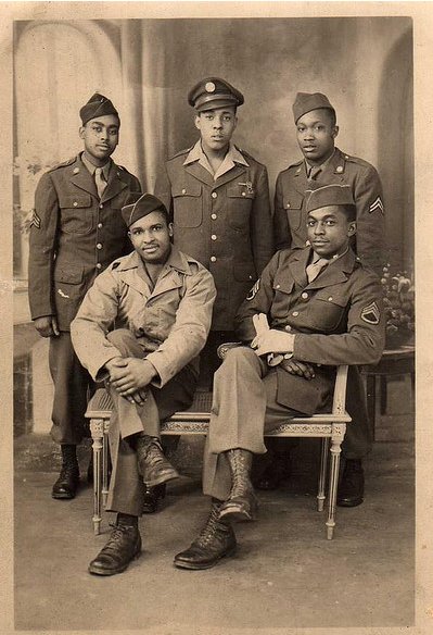 Friends in military uniform portrait.