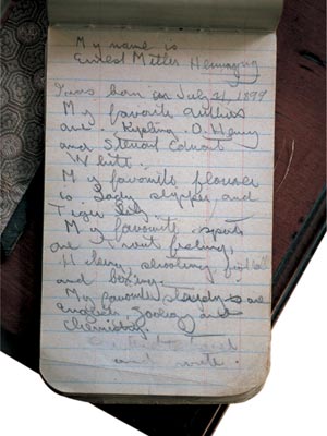 Ernest Hemingway pocket notebook.