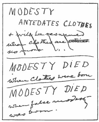 Mark Twain pocket notebook of content modesty.