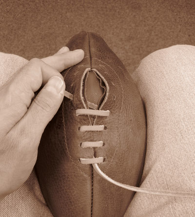 Leather Head Football Construction09_1 lacing a leather football how balls get made