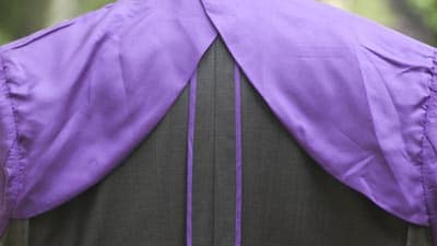Extra purple fabric material for expanding unlined jacket. 
