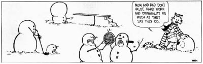 Calvin and Hobbes snowman comic strip. 