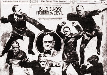Poster of fighting the devil by Billy Sunday.