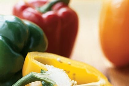 Peppers on a wooden table