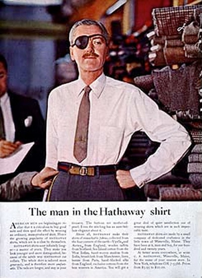 Man in the hathaway shirt manly icon with eye patch.