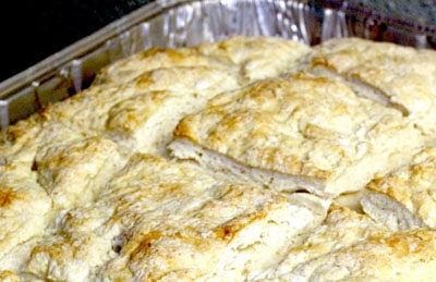 Australian damper bread in pan. 