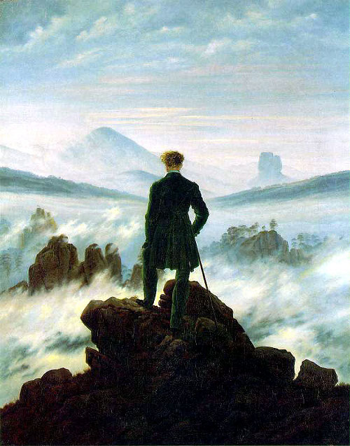 Caspar David standing above the sea of fog illustration.