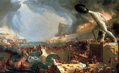 The destruction and crumbled civilization illustration.
