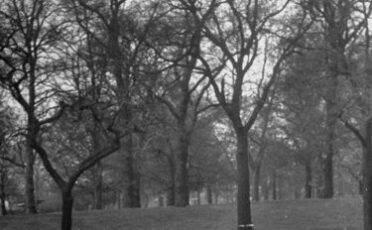 A man is unleashing his power during a relaxing nap in the park, surrounded by chairs.