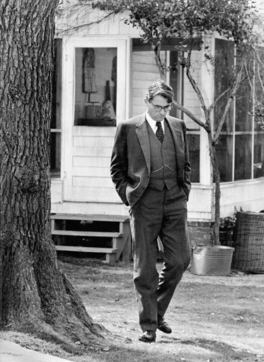 Gregory Peck walking down the street. 