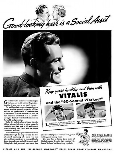 Vintage vitalis hair tonic advertisement ad. 