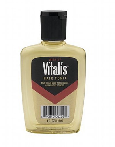 Vitalis hair tonic bottle. 