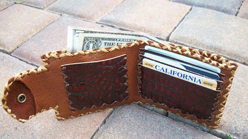Crocodile leather wallet - a stylish and durable DIY project.