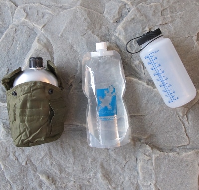 bug out bag supplies water canteen plastic bottles