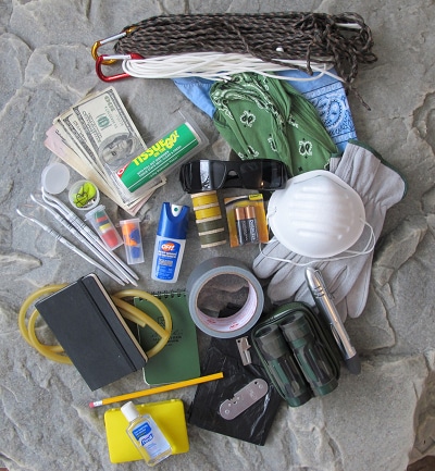 bug out bag supplies gear tape cash rope 