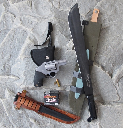 bug out bag supplies weapons self defense gun knife