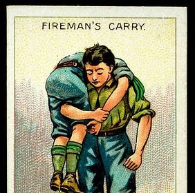 Perform the fireman's carry with the scouts, carrying their chocolate.