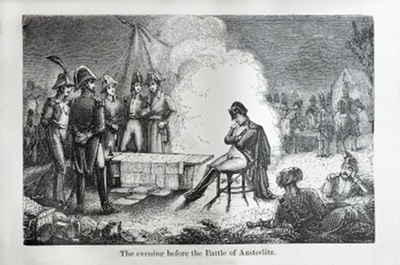 Napoleon Bonaparte sleeping on chair in tribe illustration.