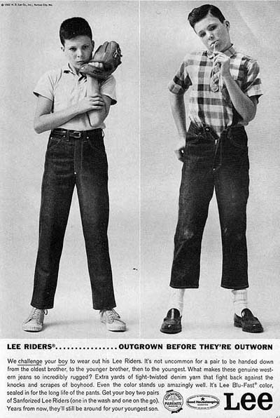 vintage Lee Jeans denim ad advertisement young boys