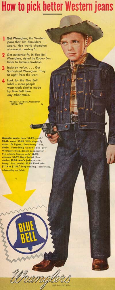 Young boy in denim advertisement. 