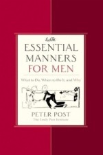 Book cover of Essential Manners for Men by Peter Post. 