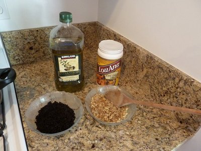 Ingredients for homemade bar soap.