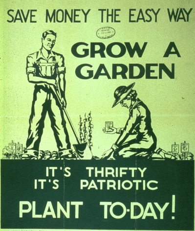 Men working in a garden illustration.