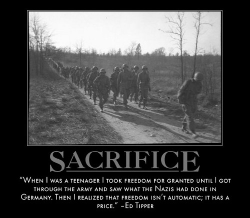 A motivational quote by Ed Tipper about sacrifice.