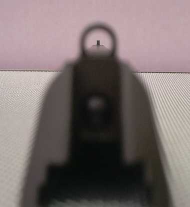 A barrel view of shooting rifle. 