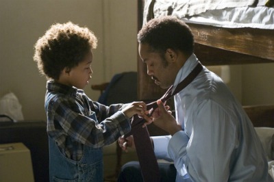 Pursuit of happiness movie son tying to tie his dad's tie.