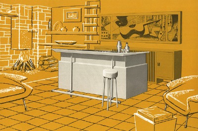 Vintage home bar at the house illustration.