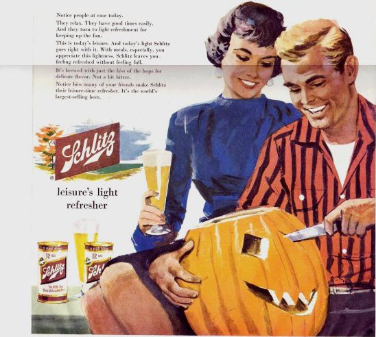 Couple enjoying to carving pumpkins with knife illustration. 