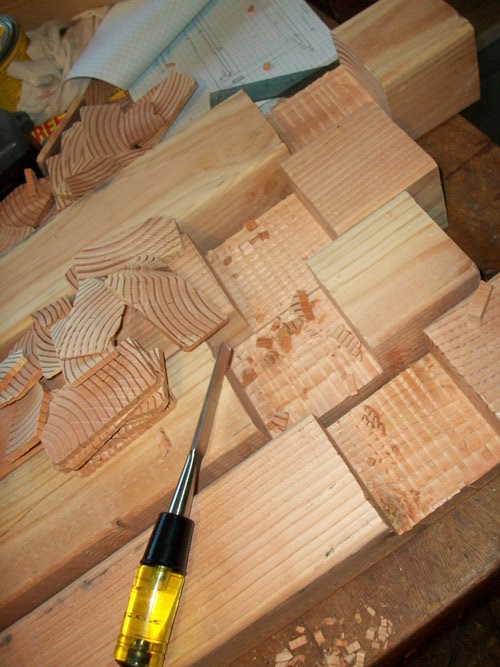 Removing the roughness from the notches using wood screw.