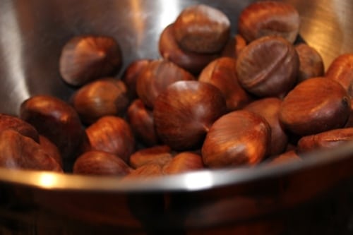 chestnuts in bowl. 