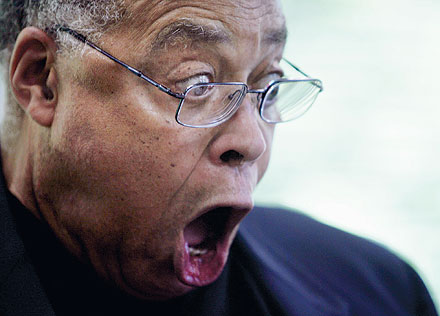 James earl Jones close up face surprised shocked.