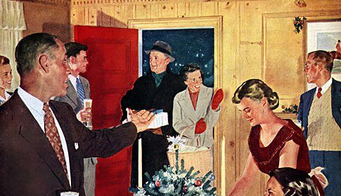 An awesome holiday party filled with a group of people.