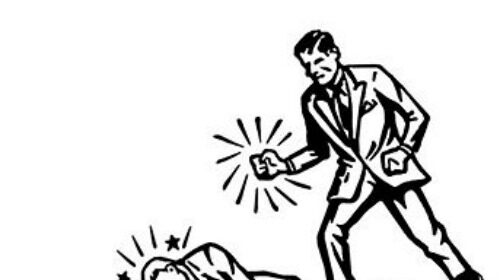 A black and white drawing demonstrating how to make a citizen's arrest.