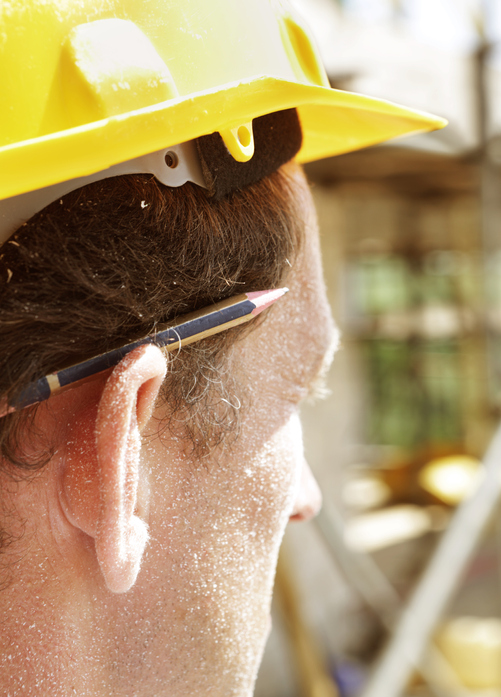 A labor with pencil on this ear.