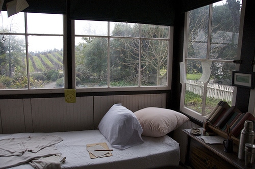 Vintage bedroom and pillows are placed on the bed illustration.