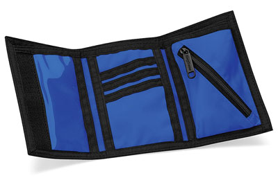 Nylon and Velcro blue sport wallet.