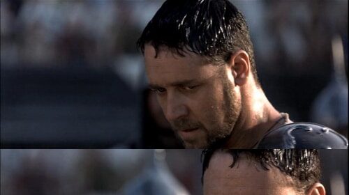 Unsung hero donning armor in two captivating movie frames.