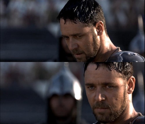 Unsung hero donning armor in two captivating movie frames.